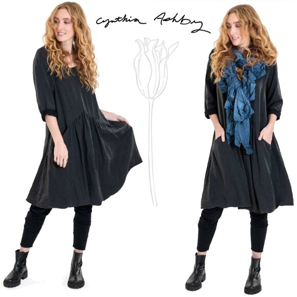 Cynthia Ashby Dress 34 Sleeve A-Lined Boxy Pockets OVER-SIZED Venetian Dress - Picture 1 of 12